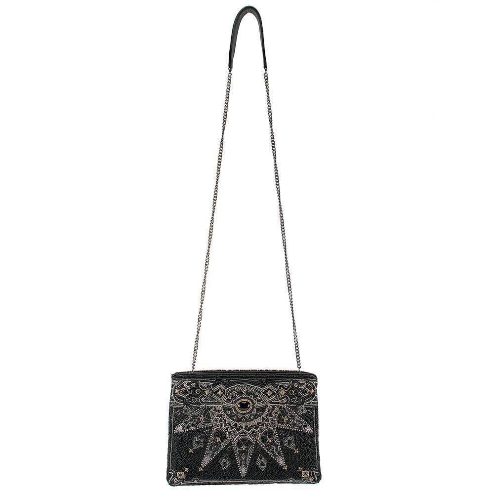 Mary Frances Magical Power Onyx Black Handbag Crossbody Chain Strap Zip Bag NW - Picture 6 of 8